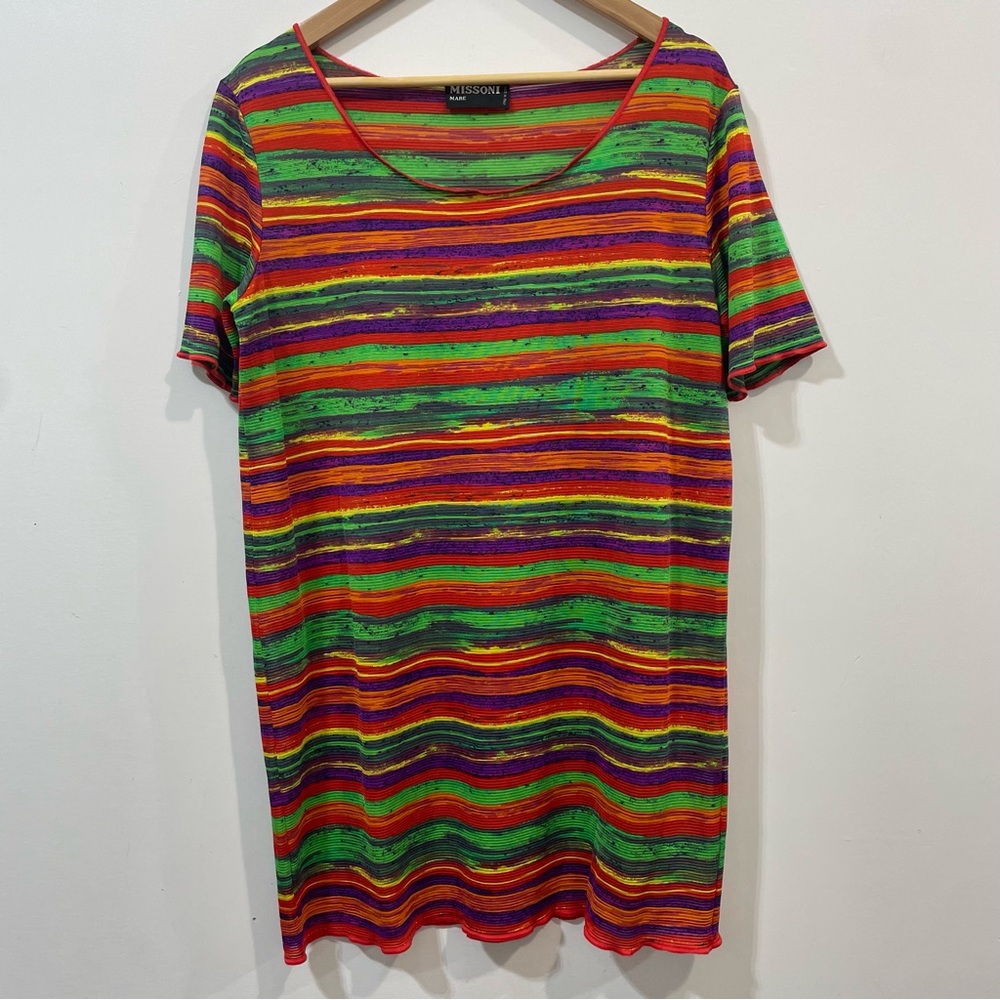 Missoni Mare Made in Italy Striped Long Beach Cover Up Shirt Dress Size 12
